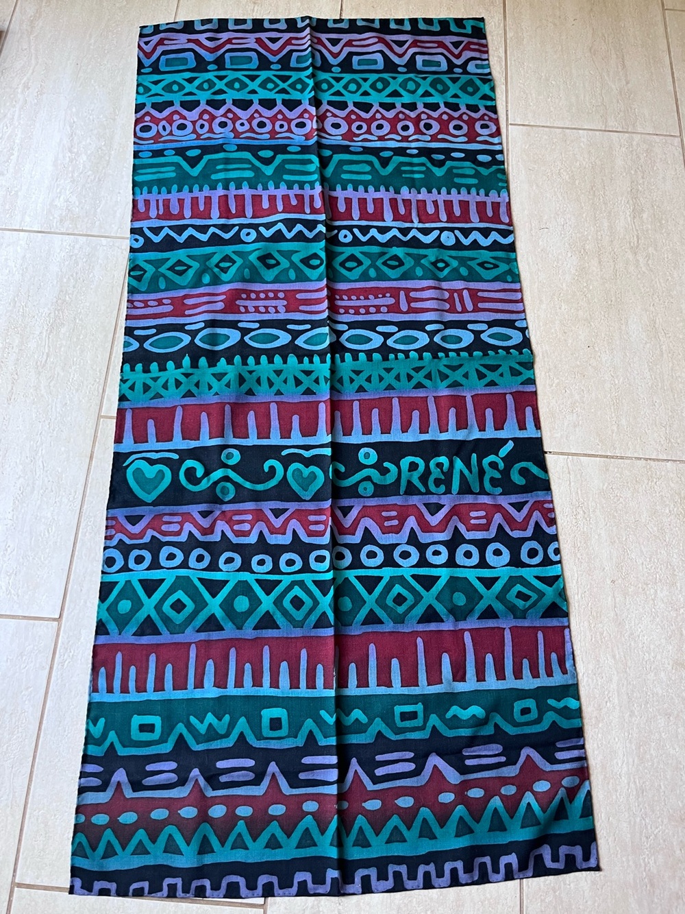 Retro Geometric Multicolor Scarf / Stole 25x55” René Abstract Print